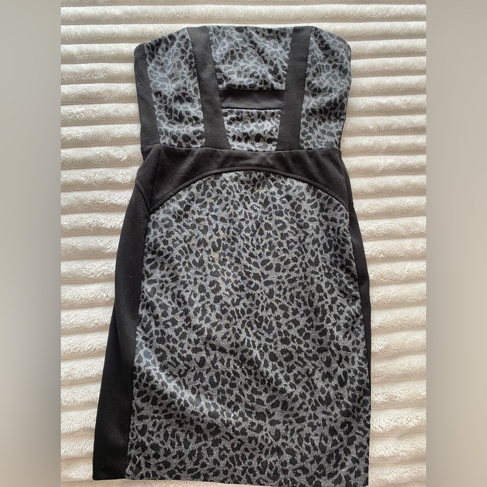 Aqua Black and Gray Leopard Print Dress